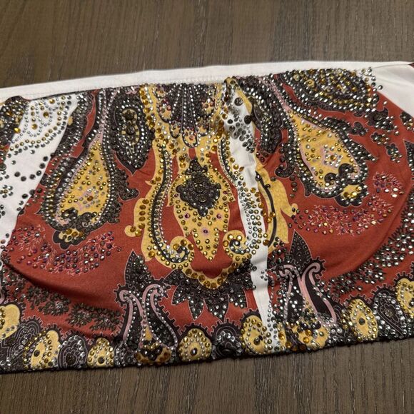 S-Twelve Sz S Multi Rhinestones Lone Back Poly Blend Halter Dress Y2K - Picture 3 of 8